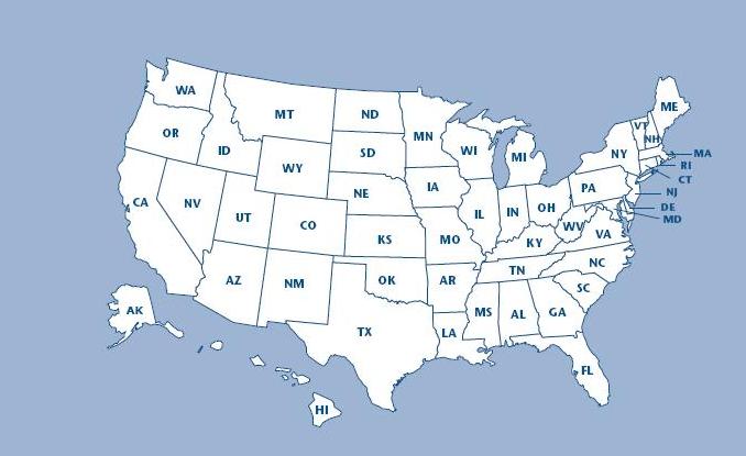 Map of U.S. states