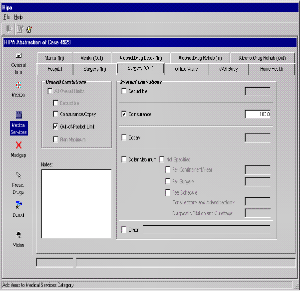 HIPA Abstraction Screen D11 - Medical Services: Surgery (Out)