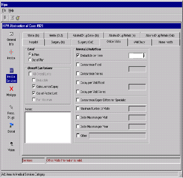 HIPA Abstraction Screen D12 - Medical Services: Office Visits