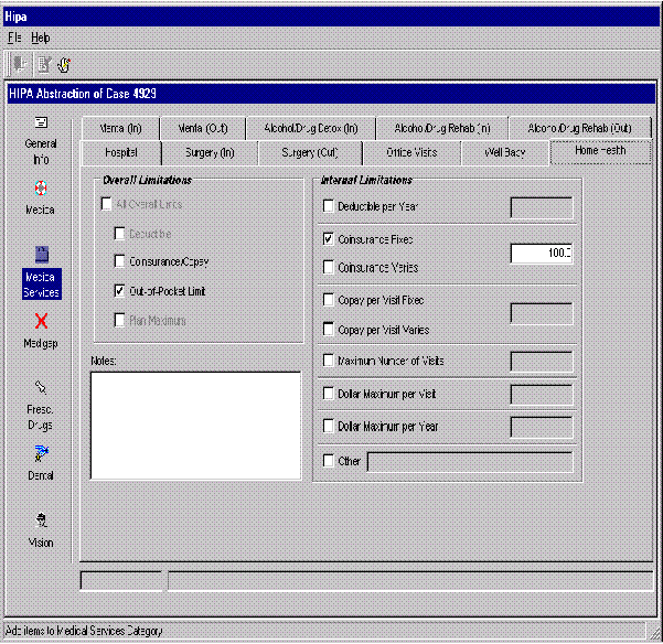 HIPA Abstraction Screen D14 - Medical Services: Home Health