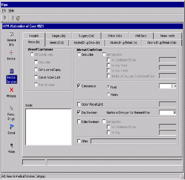 HIPA Abstraction Screen D15 - Medical Services: Mental (In)