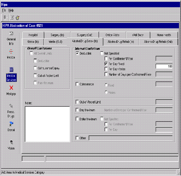 HIPA Abstraction Screen D17 - Medical Services: Alcohol/Drug Detox (In)