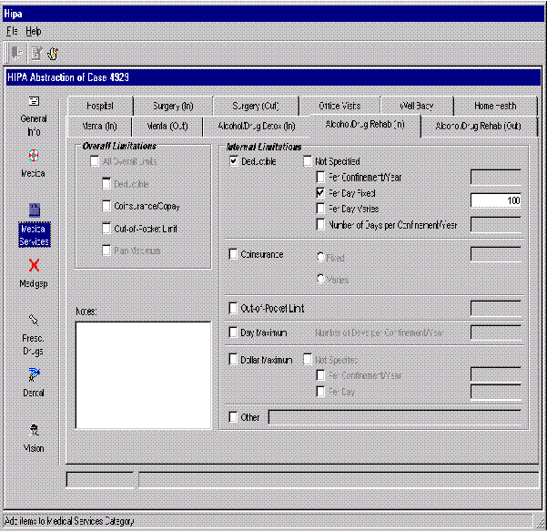 HIPA  Abstraction Screen D18 - Medical Services: Alcohol/Drug Rehab (In)