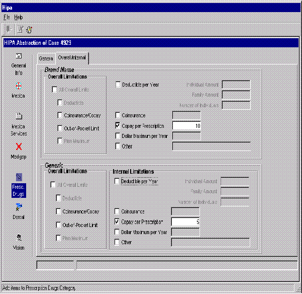 HIPA Abstraction Screen D22 - Prescription Drugs: Overall/Internal