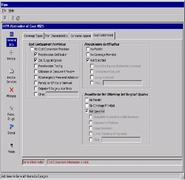 HIPA Abstraction Screen D4 -General Info: Cost Containment