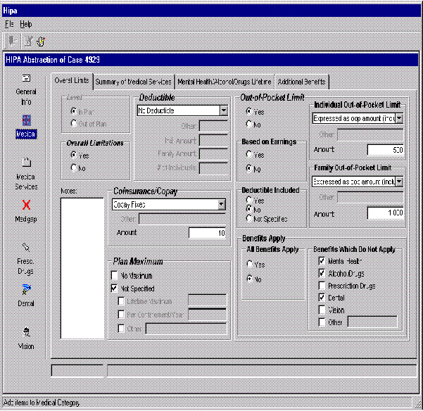 HIPA Abstraction Screen D5 - Medical: Overall Limits