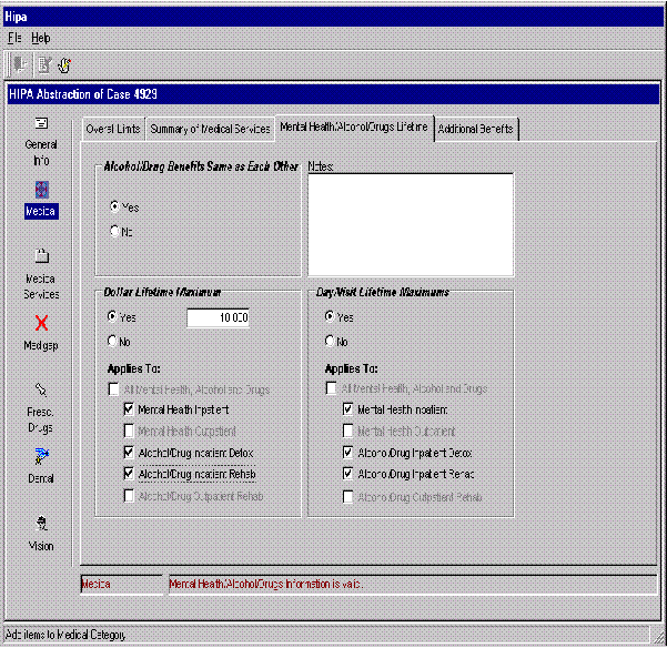 HIPA Abstraction Screen D7 - Medical: Mental Health/Alcohol/Drugs Lifetime